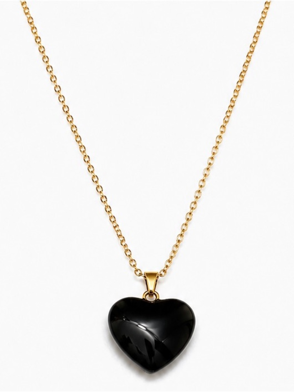 Gold Chain Black Heart Pendant Necklace